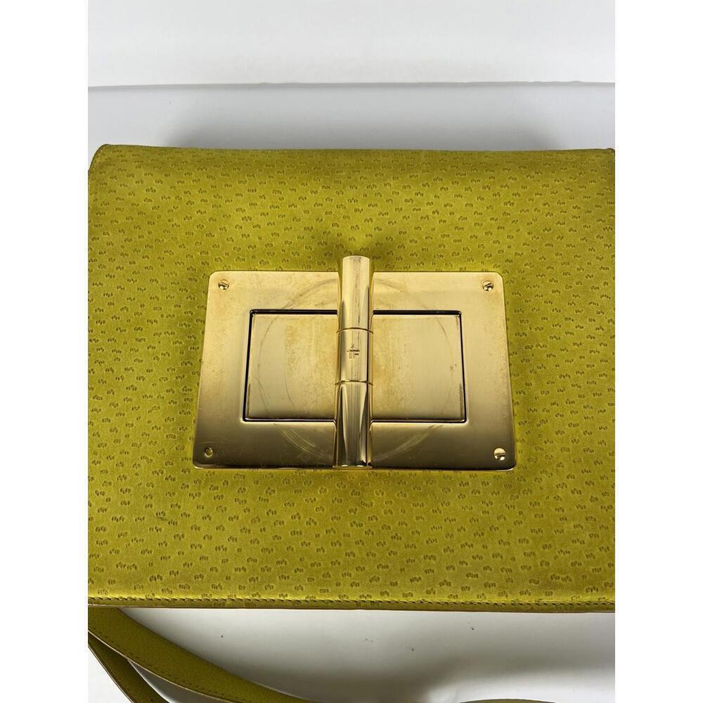 Tom Ford Peccary Suede Chrome Natalia Yellow Shoulder Bag Size Medium - Picture 5 of 13